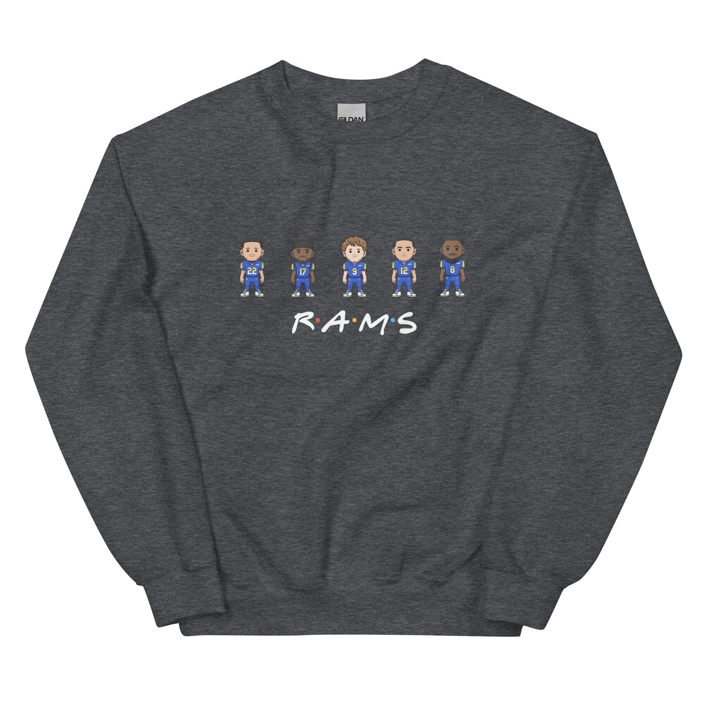 Rams Friends Crewneck Sweatshirt (Blake Corrum, Davante Adams, Matthew Stafford, Puka Nucua, and Jared Verse)
