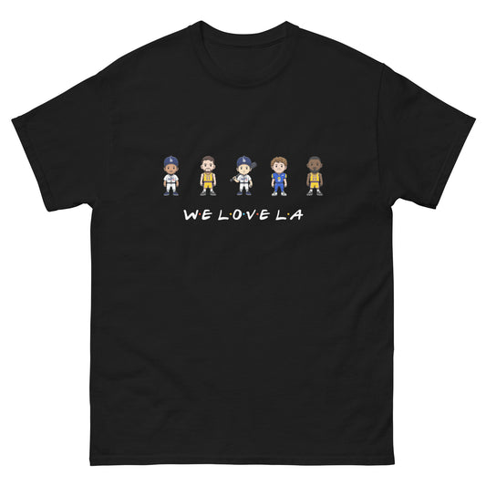 We Love LA Friends Shirt (Mookie Betts, Luke Doncic, Shohei Ohtani, Matthew Stafford, and LeBron James