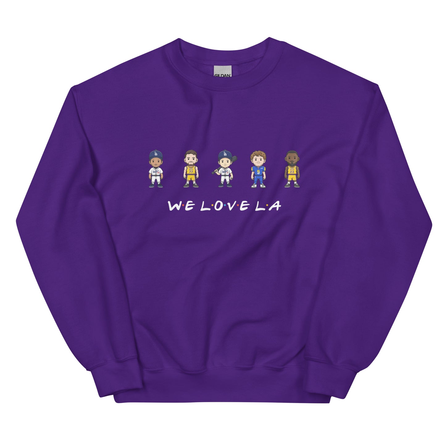 We Love LA Friends Crewneck Sweatshirt (Mookie Betts, Luke Doncic, Shohei Ohtani, Matthew Stafford, and LeBron James