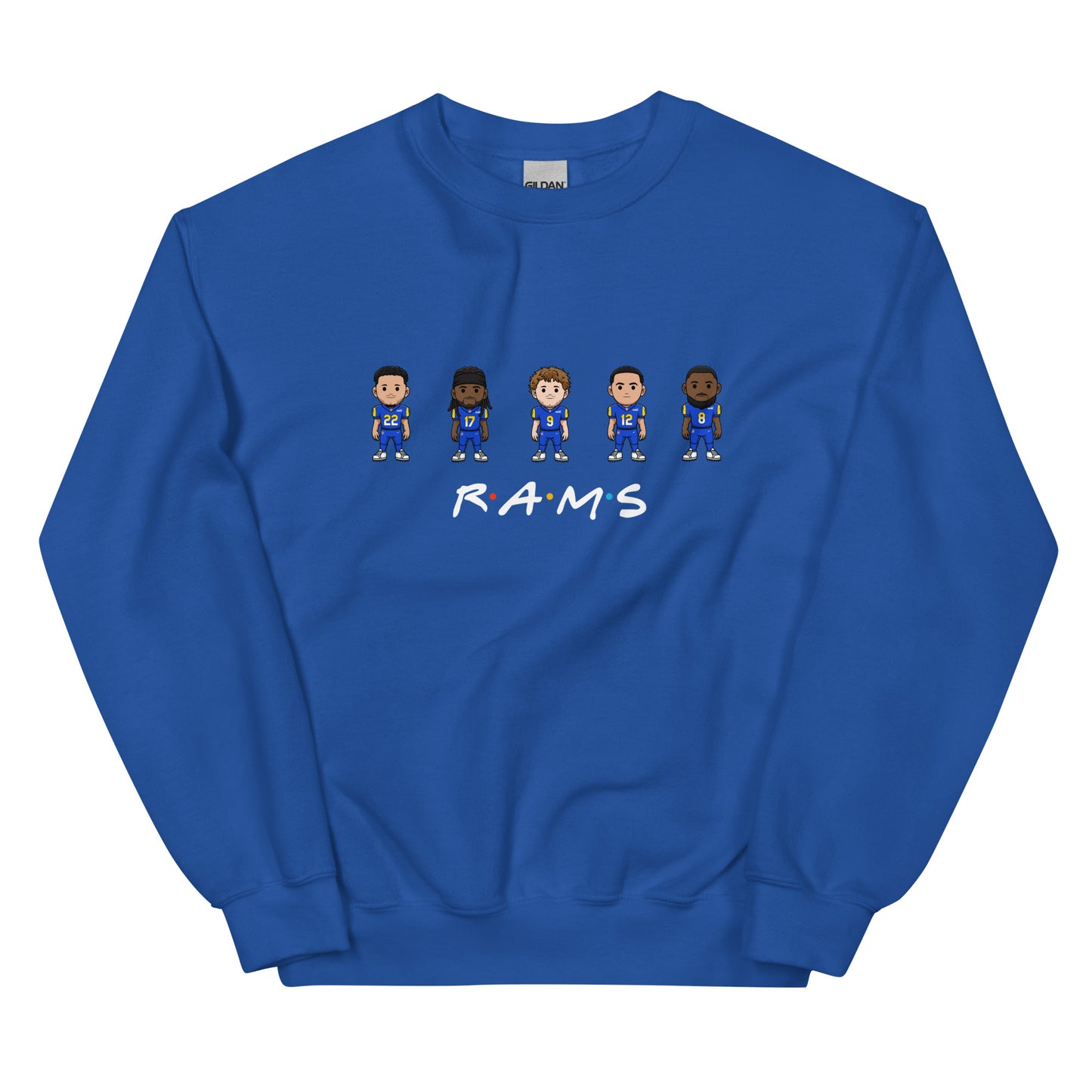 Rams Friends Crewneck Sweatshirt (Blake Corrum, Davante Adams, Matthew Stafford, Puka Nucua, and Jared Verse)